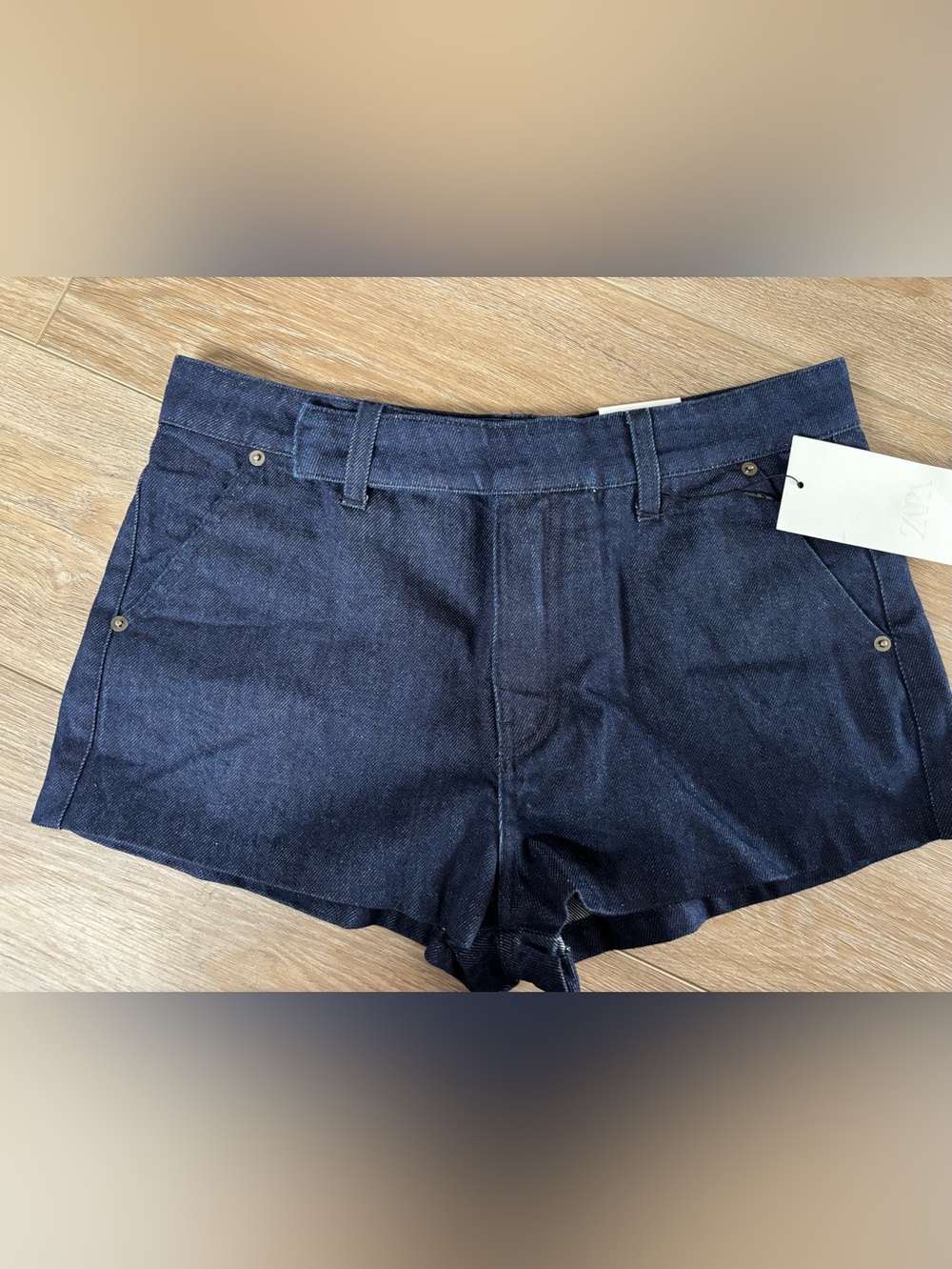 NWT Zara Indigo Denim wrap waist shorts US6 sold out